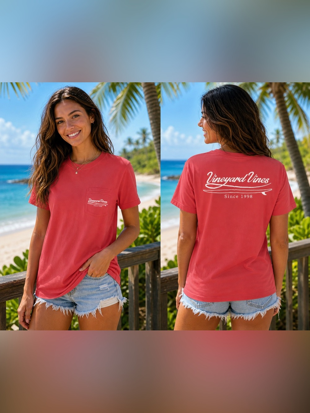 Vineyard Vines Coral Pocket Tee - Coral